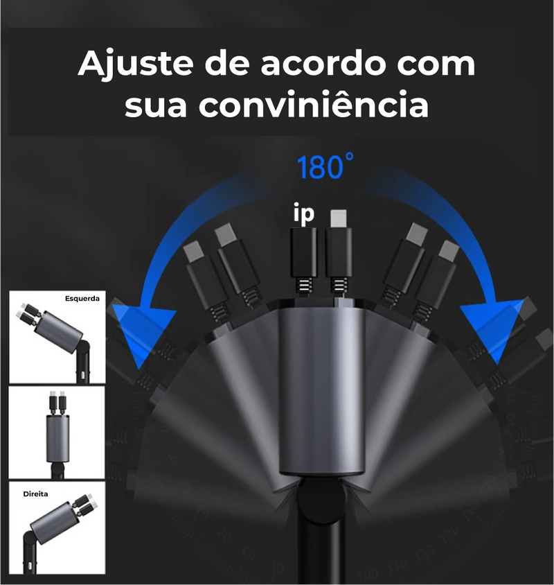 Adaptador Isqueiro Retrátil 4 em 1 Para Carro