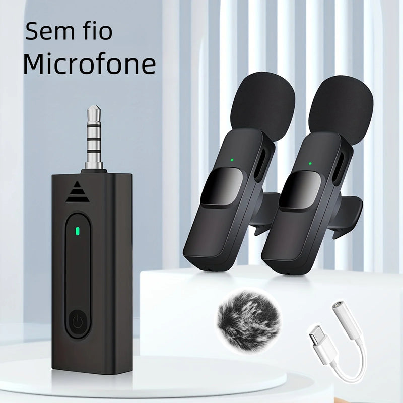 Microfone de Lapela Profissional Sem Fio