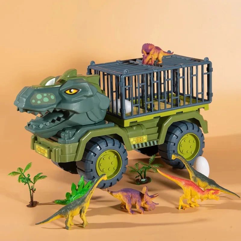 Dino-caminhão de brinquedo com pequenos dinossauros