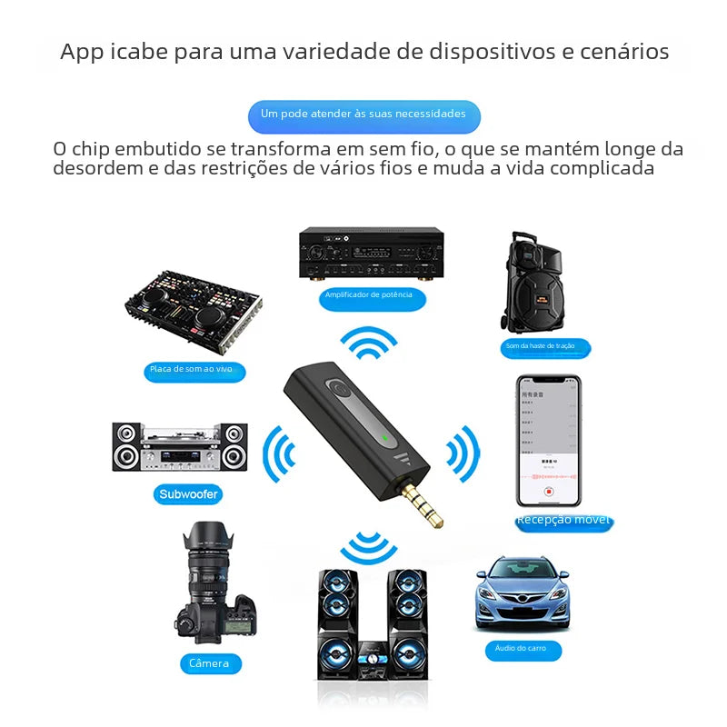 Microfone de Lapela Profissional Sem Fio