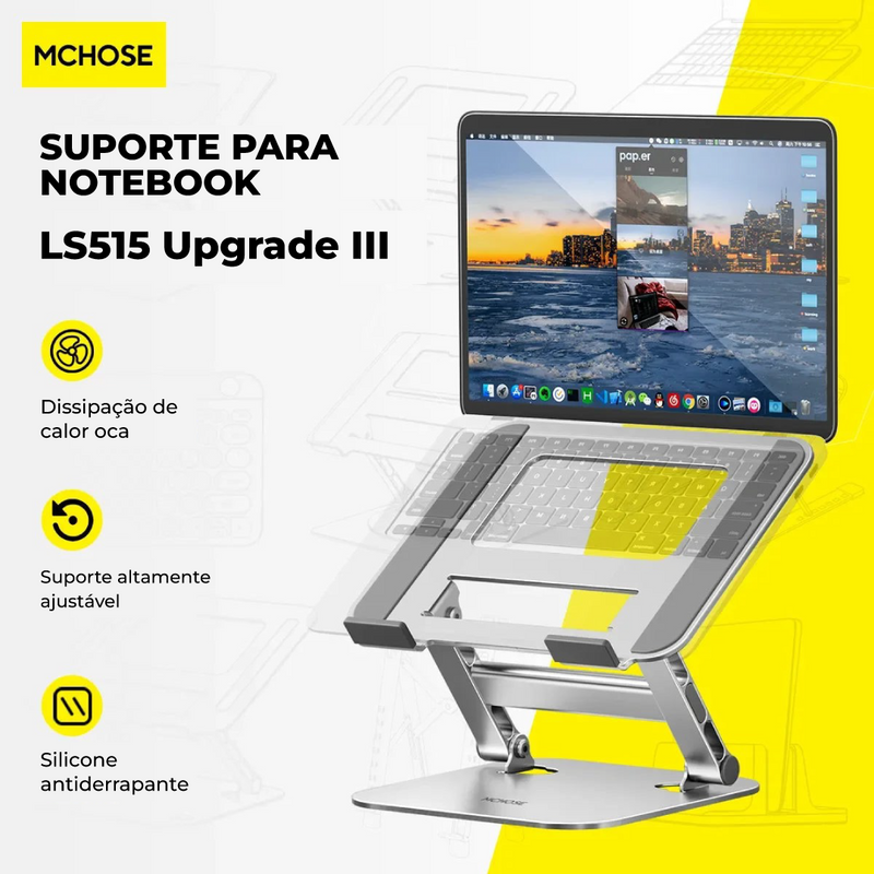 Suporte Portátil e Ajustável de Alumínio Para Notebook