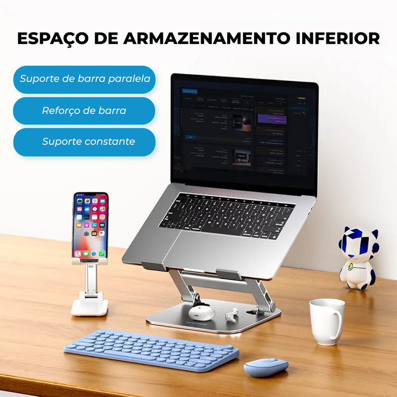 Suporte Portátil e Ajustável de Alumínio Para Notebook